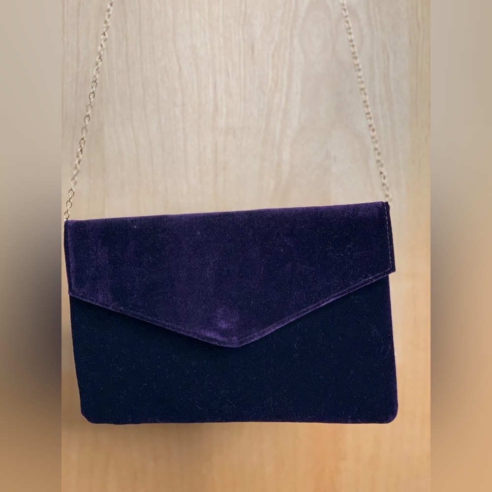 Bam Forever Elegant Purple Velvet Clutch Shoulder Bag   Dark Feminine